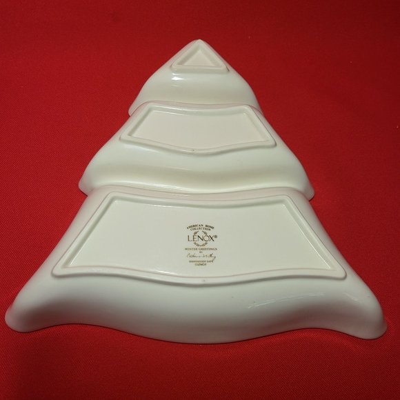 Lenox Winter Greetings Tree Divided Server Red Cardinal with Holly Gold Trim 199 - Picture 4 of 12